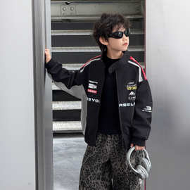 棉小铺男童外套秋季儿童机车服韩版2026新款潮酷立领运动童装套装