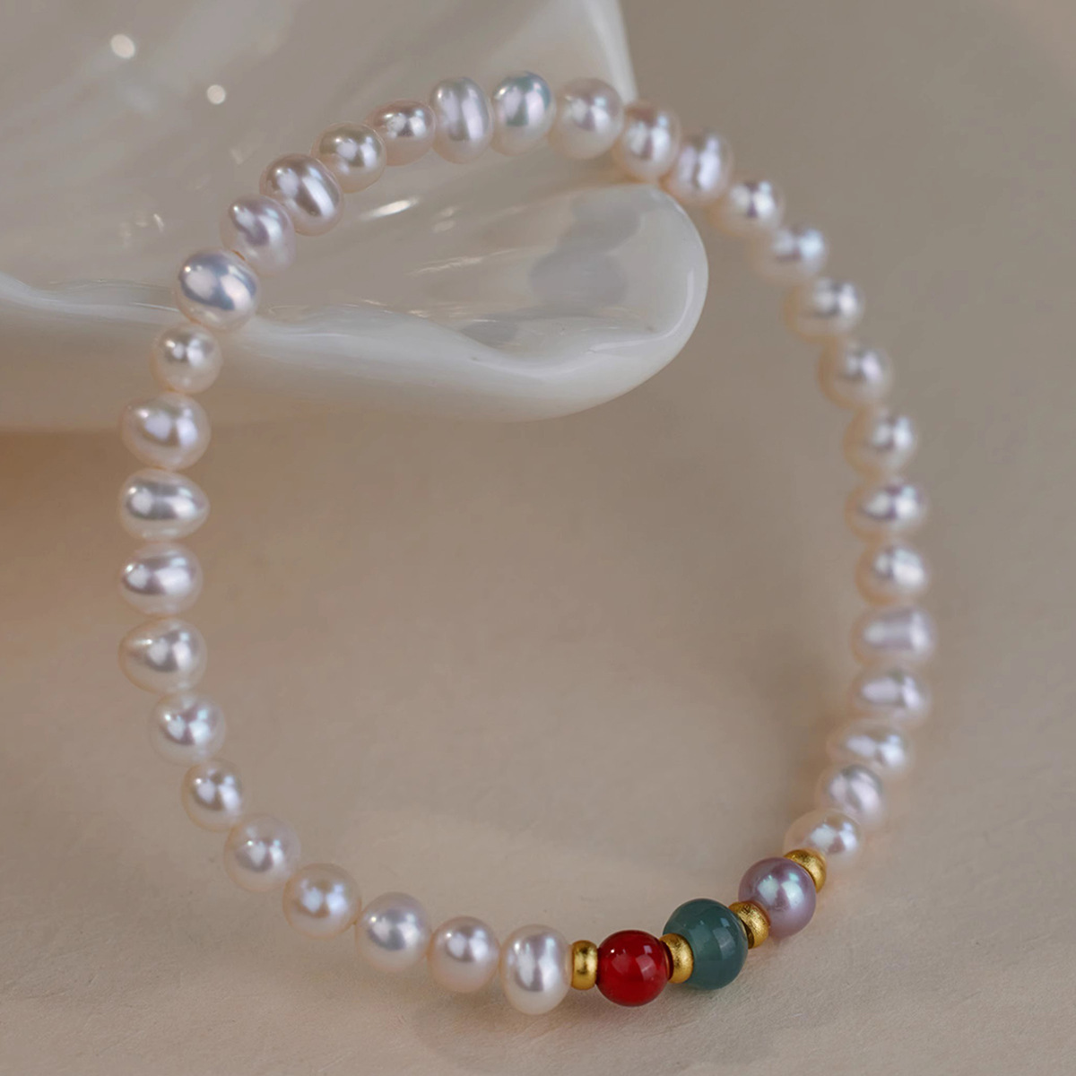 Alloy Natural Stone Freshwater Pearl Bracelets Retro Simple Style display picture 3