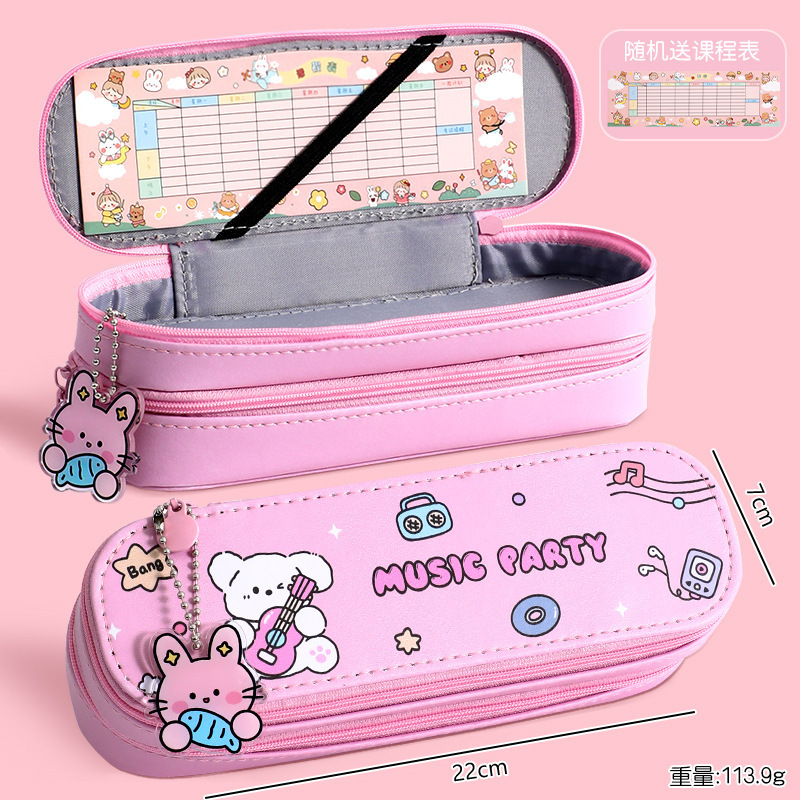 ✅ 新学期 シンプル ガーリーハート 大容量 二層筆箱 筆箱 学生 かわいい文具筆箱 賞品 ギフト|undefined