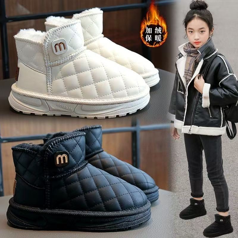 2025 botas de nieve de niñas de invierno nuevos niños engrosados impermeables botas de algodón para niños calentadores de algodón image 1