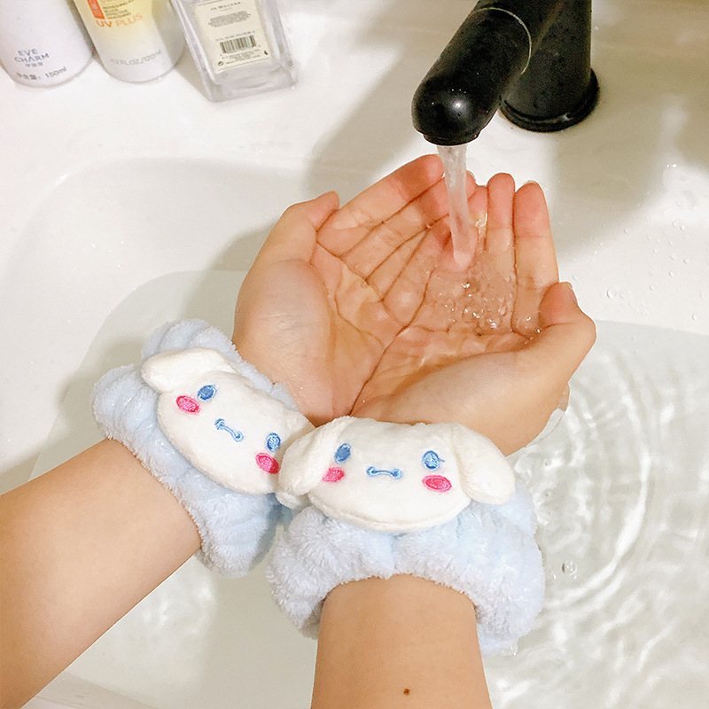 Cara de dibujos animados lavado correa para la muñeca banda para el cabello artefacto absorbente lindo brazalete deportivo pulsera de limpieza del sudor lavado a prueba de humedad oversleeve