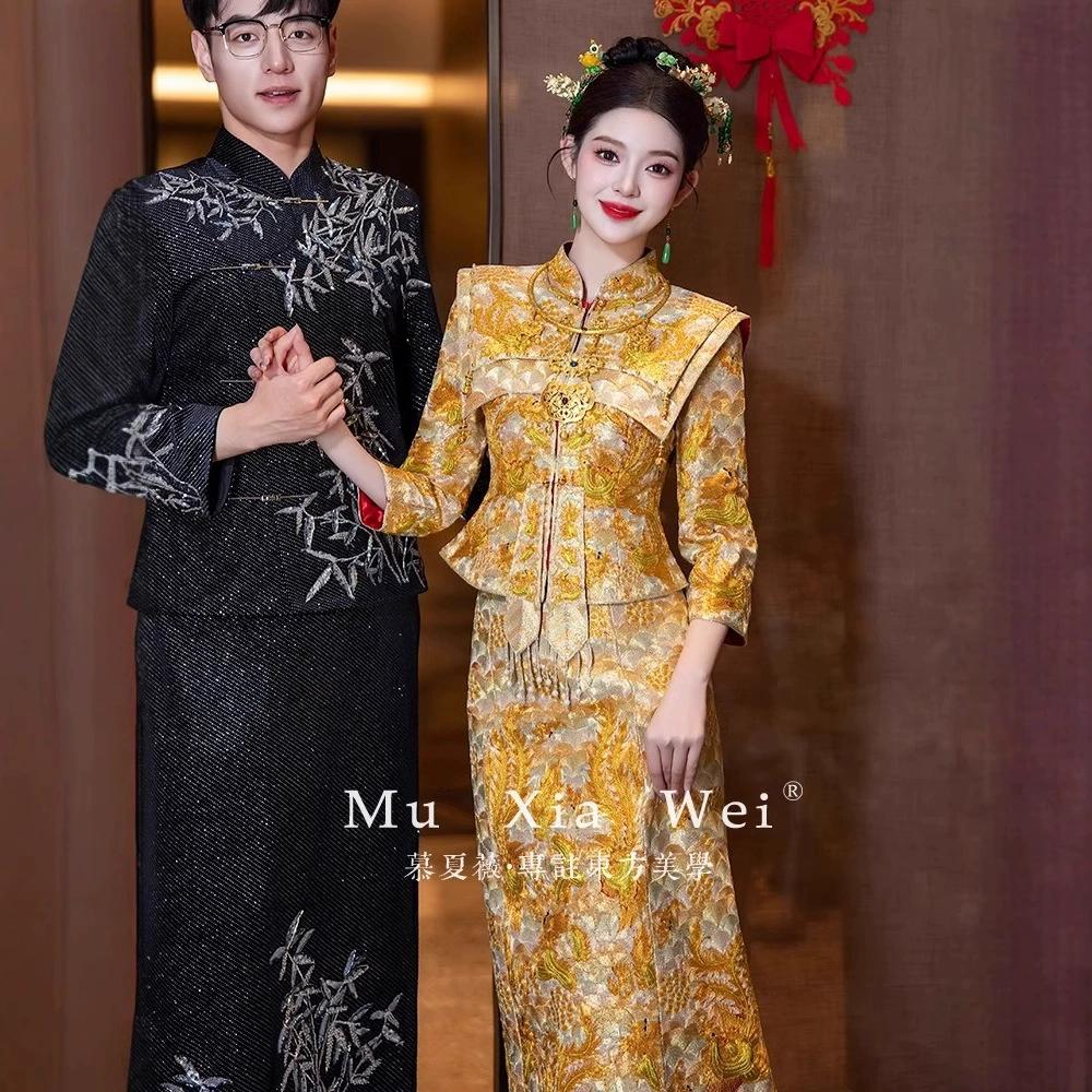 Уютное платье высокого класса Свадебный костюм дракона и феникса 2025 новый костюм