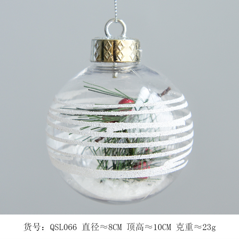 Decoraciones de vacaciones de Navidad 6cm transparente BOLA DE Navidad copo de nieve paisaje colgante bola Hotel Mall diseño de árbol de Navidad