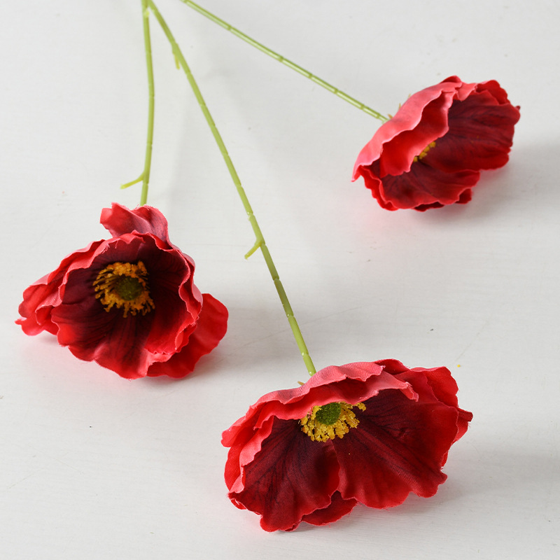 Simulación de flores de amapola 3D retrógrado pinturas al óleo de yu belleza flores falsas bodas decoración de hotel flores artificiales