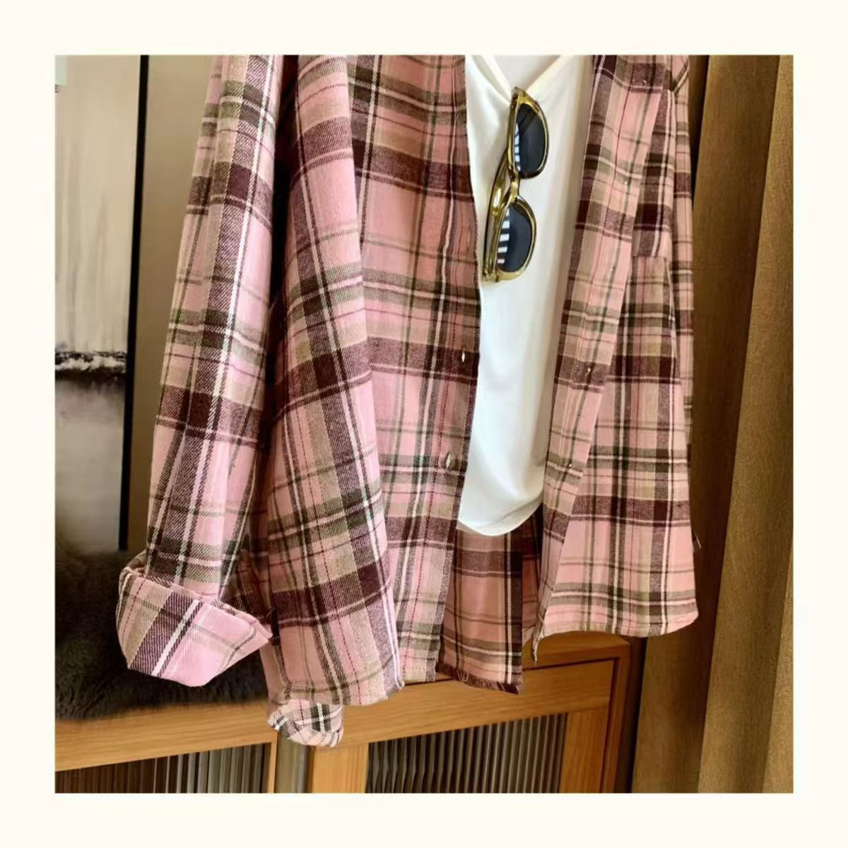 작은 가을 새로운 격자 무늬 셔츠 여성 한국 스타일 패션 느슨한 게으른 슬림 격자 무늬 카디건 재킷 여성 트렌디