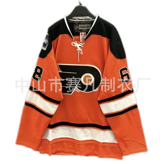 工厂定制美式复古冰球服重工贴布刺绣拼接曲棍球衣俱乐部长袖队服