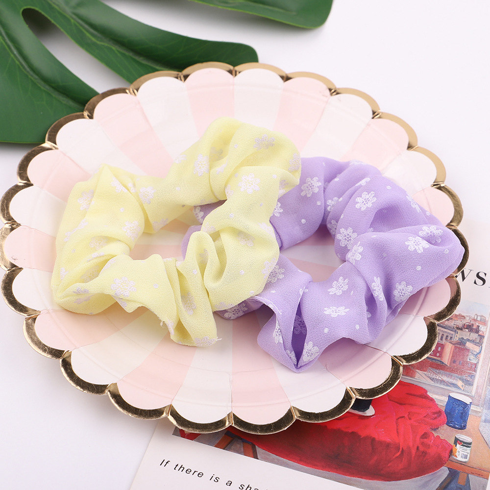 Wholesale Jewelry Candy Color Chiffon Floral Hair Scrunchies Set Nihaojewelry display picture 4