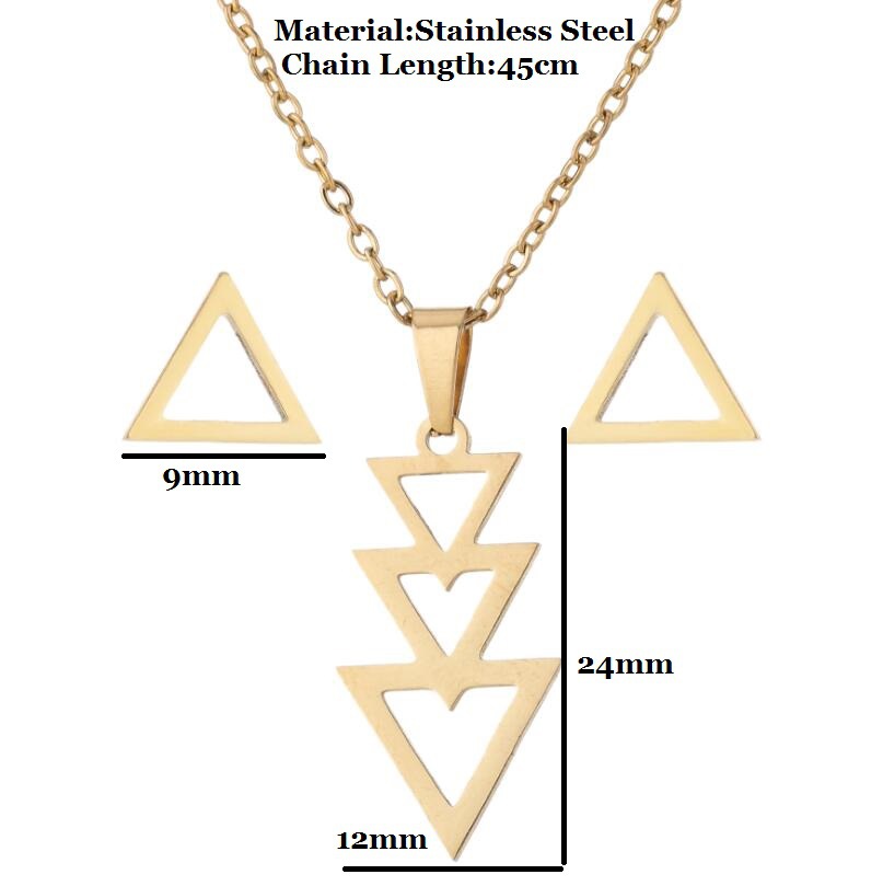 20g Weight 1 Set Fashion Star Moon Heart Shape Titanium Steel Plating Earrings Necklace