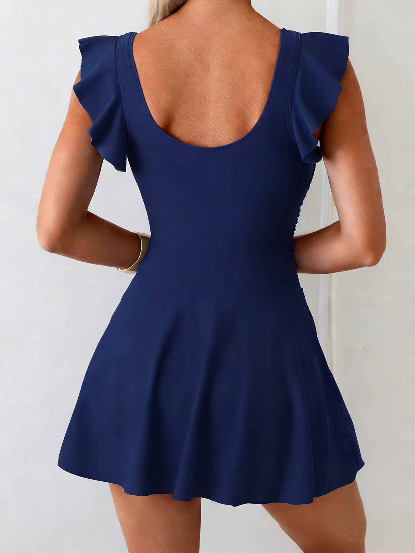 Conservative plus Size Solid Color Beach Dress 2025 Fashion Swimwear European American Style Hot Spring Cross Border_ecoleips.com