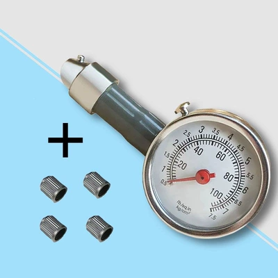 High-precision portable car tire Air pressure gauge/tire pressure gauge - bestsellerlimited-time-promotion-metal-core-precision-modelsingle-pack4-valve-caps