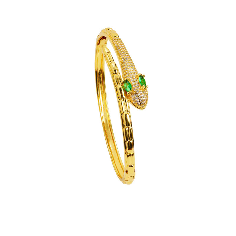 Brazalete de oro de arena vietnamita antiguo simple lujoso ligero estilo ligeramente marcado pulsera de piedra serpiente universal para mujeres no se desvanecen joyas