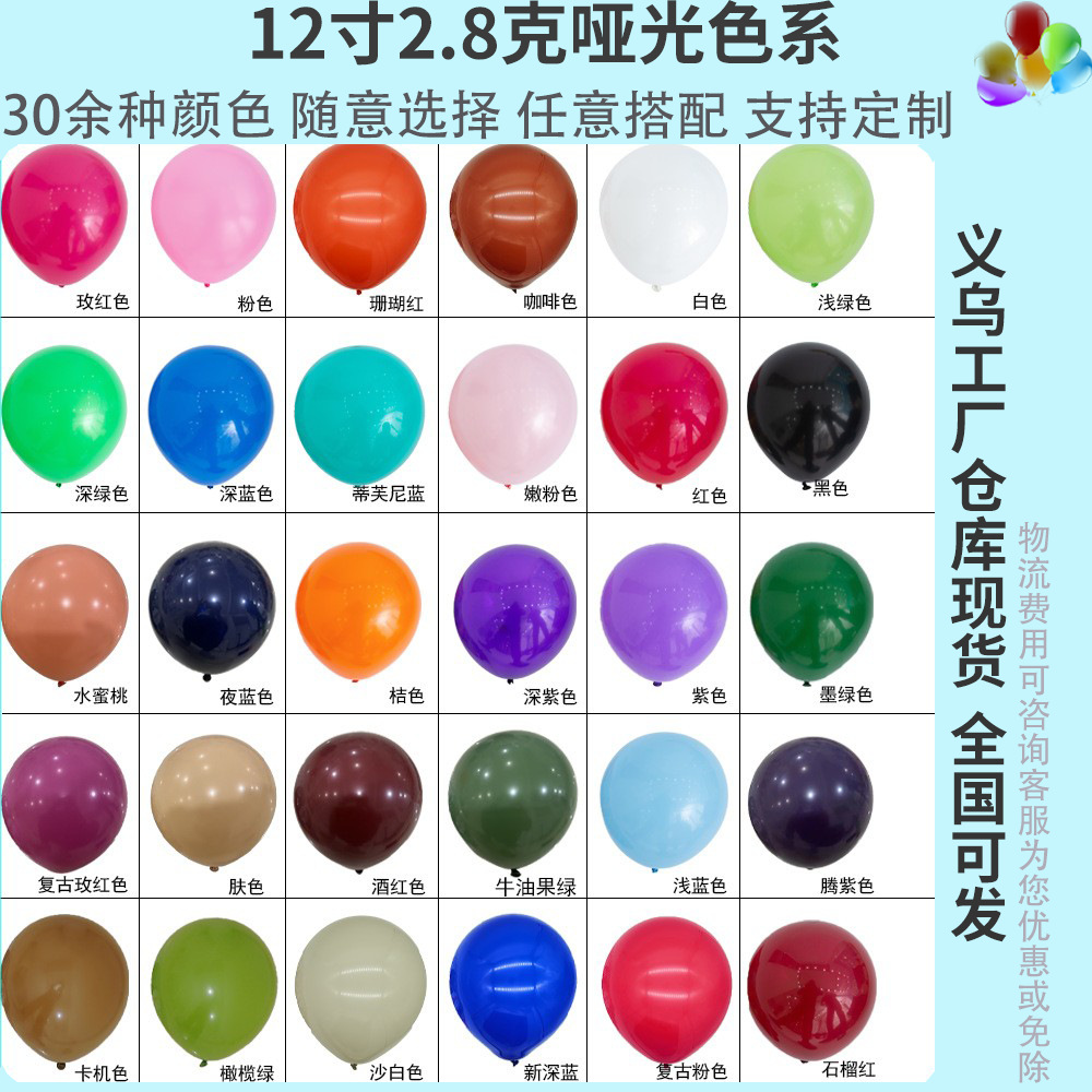 New Year Wholesale 2.8g Retro Matte Thickened Latex Balloons for Birthday, Christmas Tree Decoration, Wedding Arrangement, and Stall Setup