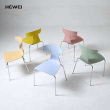 單人靠背椅子北歐樣品家具小戶型家用餐椅可疊放創意網紅塑料凳子