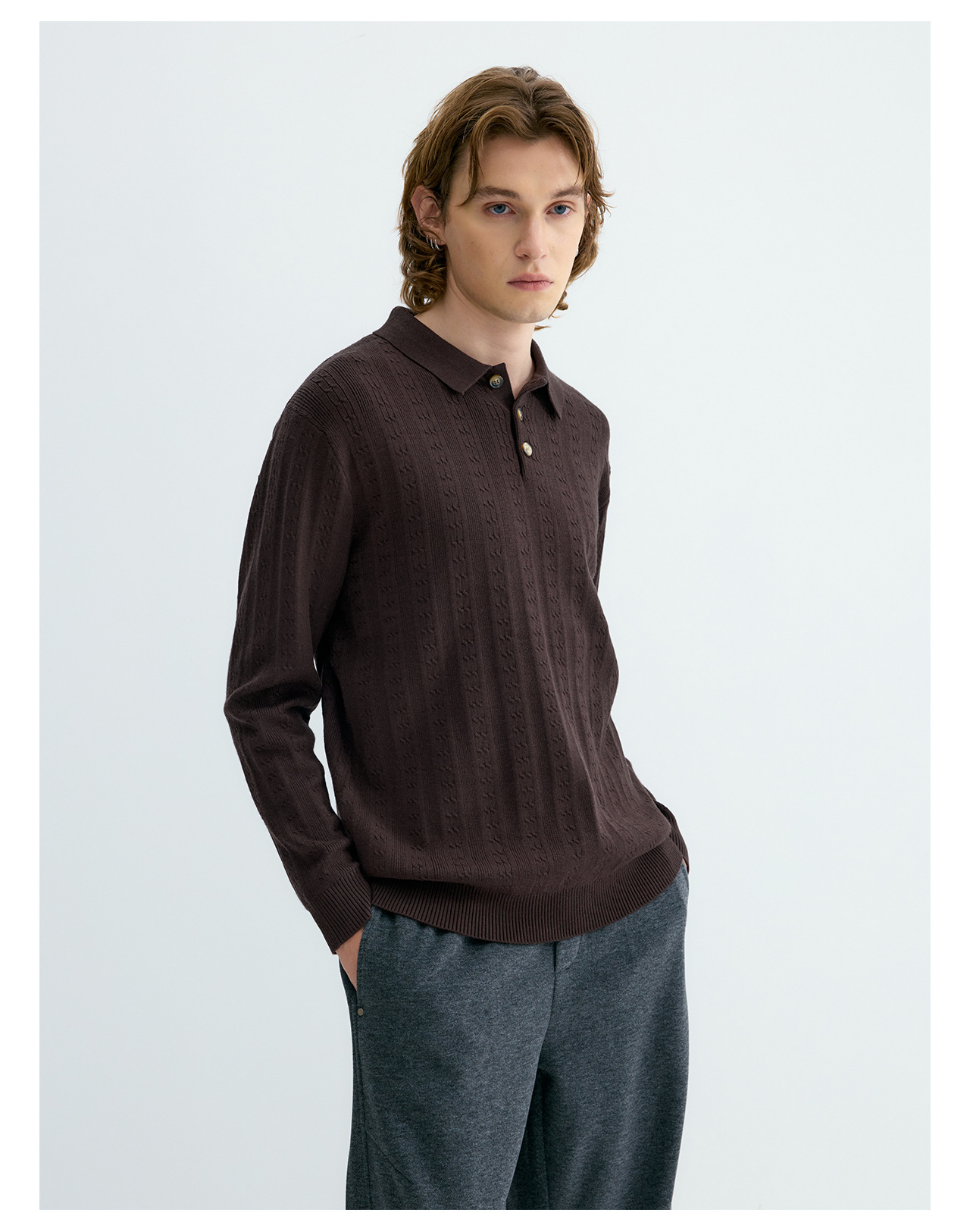 UNF Cable-Knit Polo Sweater