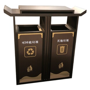 Outdoor trash can park scenic spot classification double barrel stainless steel cast sanitation large residential garbage box manufacturers