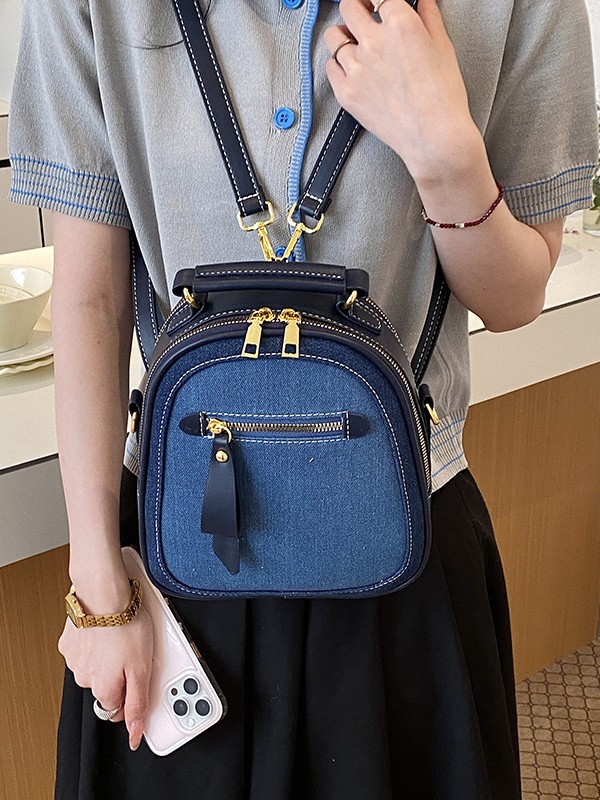 Bolsa de mano de tendencia transfronteriza 2026 nueva nicho Jeans mochila de hombro mochila multifuncional