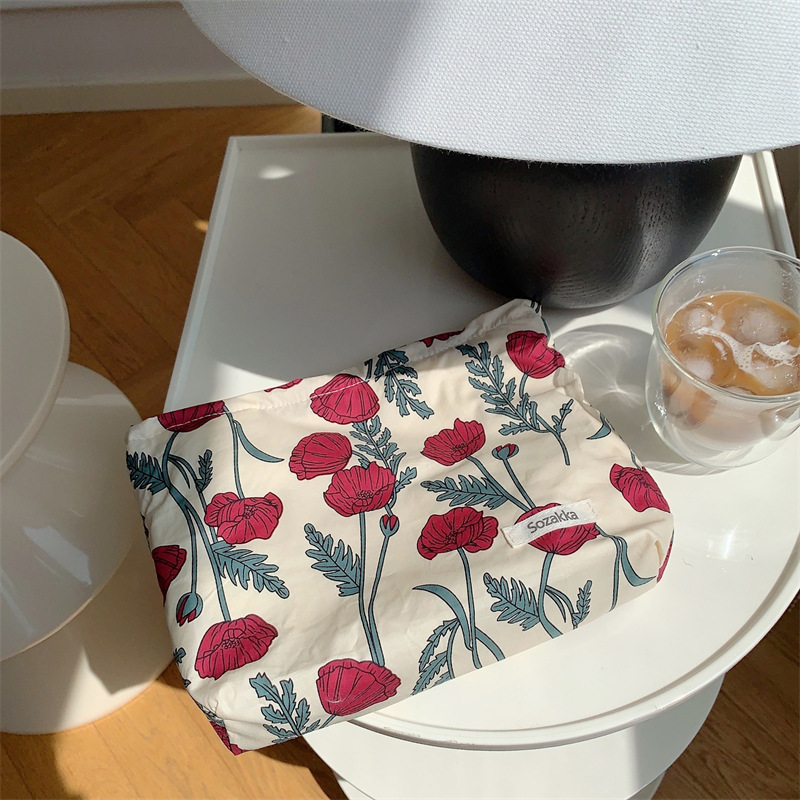 3432 artístico fresco floral bolsa de cosméticos de algodón japonés embrague Portátil Bolsa de almacenamiento bolsa de lápiz labial