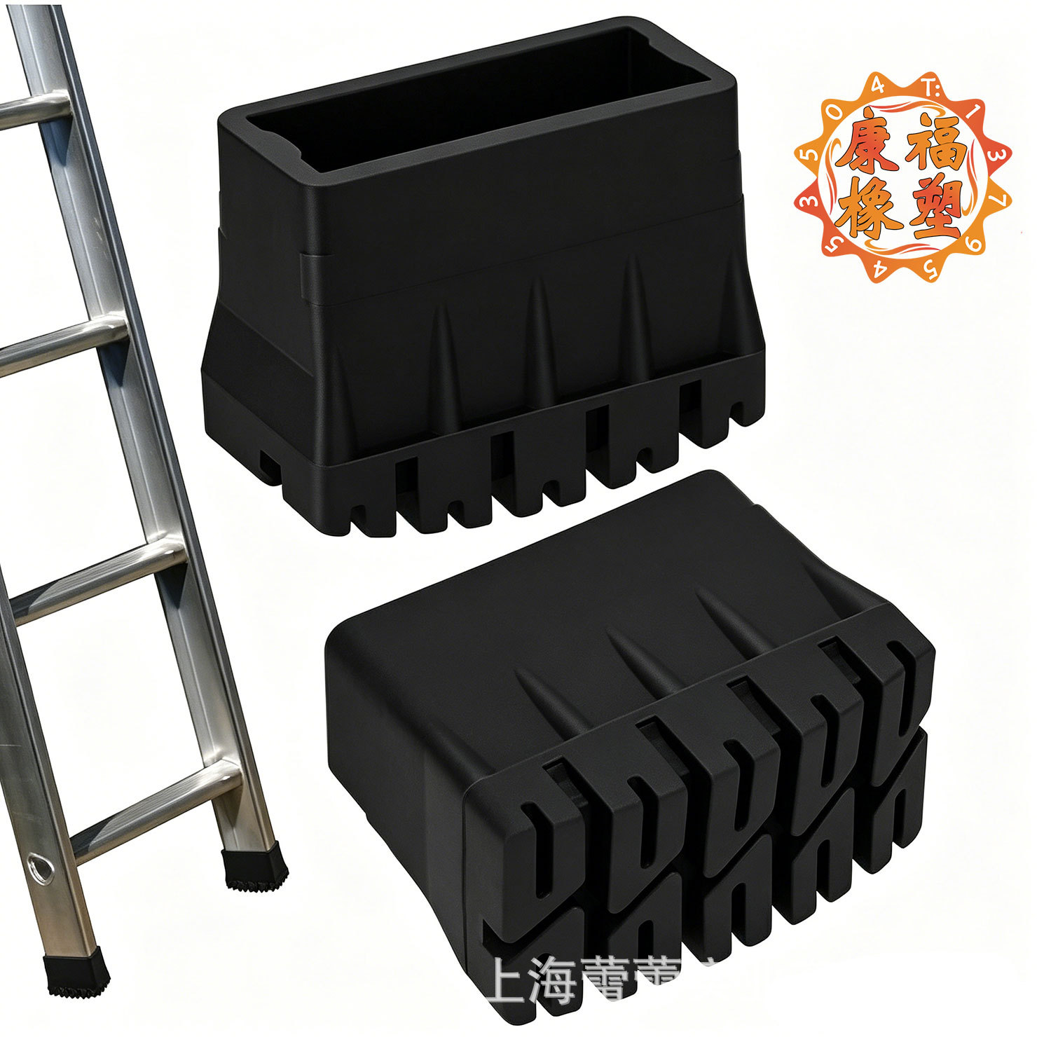 Aluminum Alloy Ladder Foot Covers for Home Use, Ladder Accessories, Thickened Wear-Resistant Corner Protectors, Rubber Foot Pads, Foldable and Adjustable