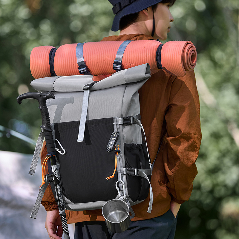 New cross-border outdoor large-capacity mountaineering backpack for men and women, lightweight roll-top waterproof hiking and camping backpack New cross-border outdoor large-capacity mountaineering backpack for men and women, lightweight roll-top waterproof hiking and camping backpack