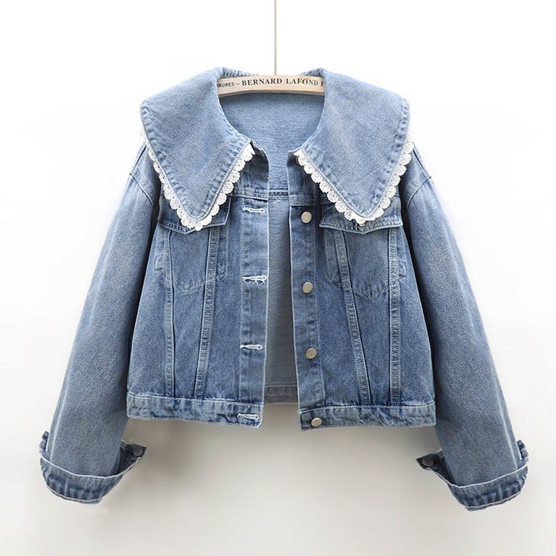 Autumn cute doll, denim long-sleeve, short jacket, oversize