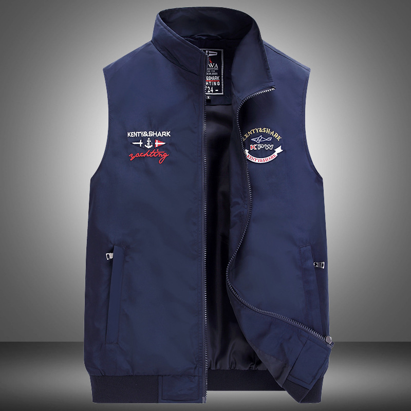 Kendi Shark Men's Business Vest Casual Collar Sports Waistcoat Sleeveless Jacket Thin Casual Vest 9928