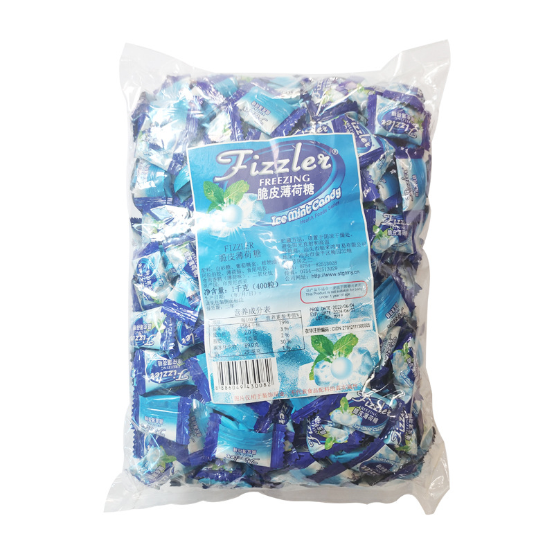 Indonesian-imported food: Polyhope FizzRay - Crispy Mint Candy, Large Bag of Casual Treats, Hot Sale 1000g