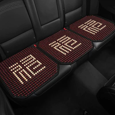 Seat cushion, seat cover, Wooden Bead Ventilated Seat Cushion, Summer - fu-character-coffee-color-three-people-in-the-back-row