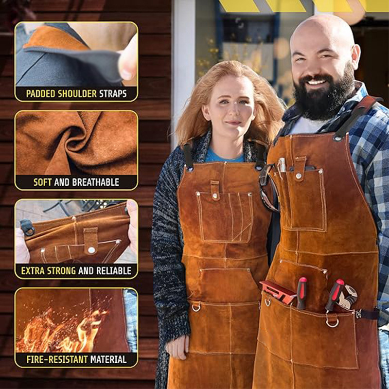 Transfronterizo Amazonas ignífugo delantal de doble ternero soldadura eléctrica carpintería ropa de trabajo barbacoa delantal mayorista