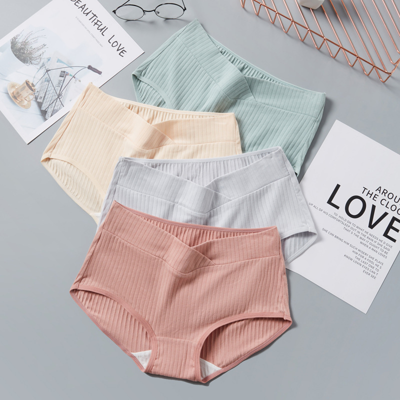 Pregnant Women's Underwear Cotton Low Waist Women's Pregnancy plus size and Postpartum Universal Shorts Head Briefs Underwear Abdominal Summer Thin