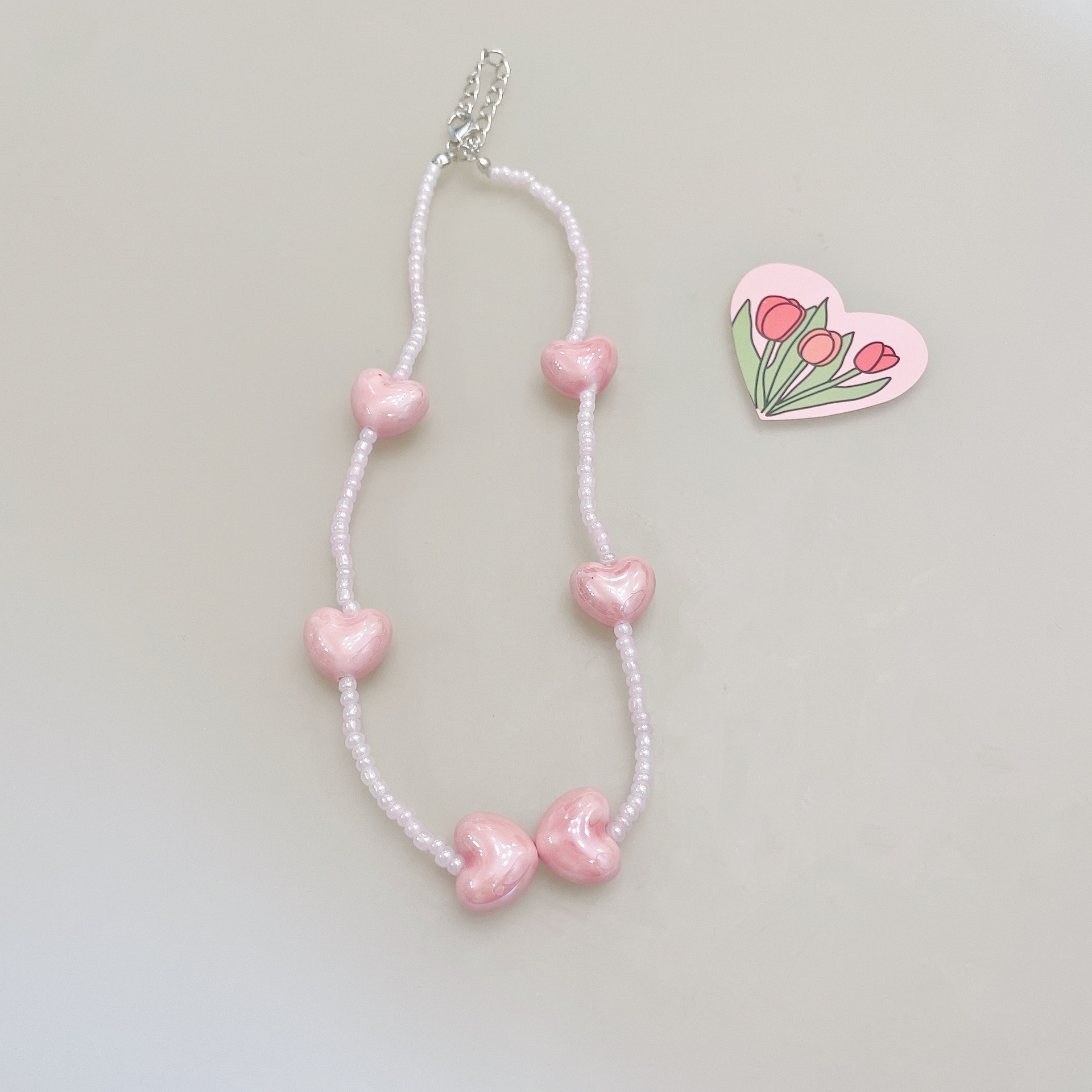 Cute Heart Shape Beaded Beaded Artificial Pearls Women's Necklace display picture 3