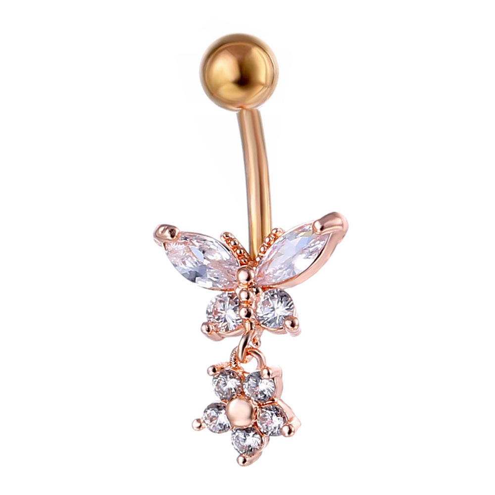 New Piercing Jewelry Fashion Zircon Butterfly Flower Belly Button Nail display picture 4