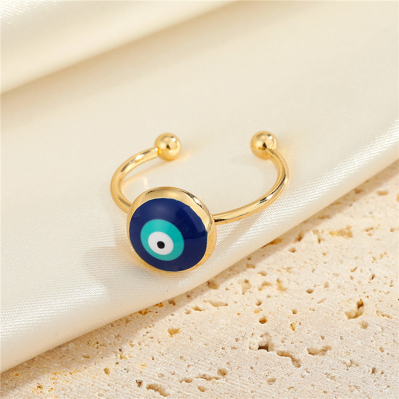 Cross-border New Jewelry Simple Round Eye Alloy Ring Multicolor Adjustable Opening Index Finger Ring display picture 2