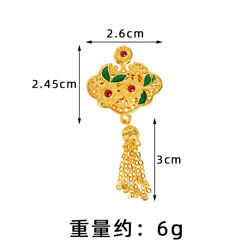 Viento chino de oro de arena de Vietnam peonía Ruyi flange colgante retro durante mucho tiempo no se caen joyerías mujeres fuente al por mayor