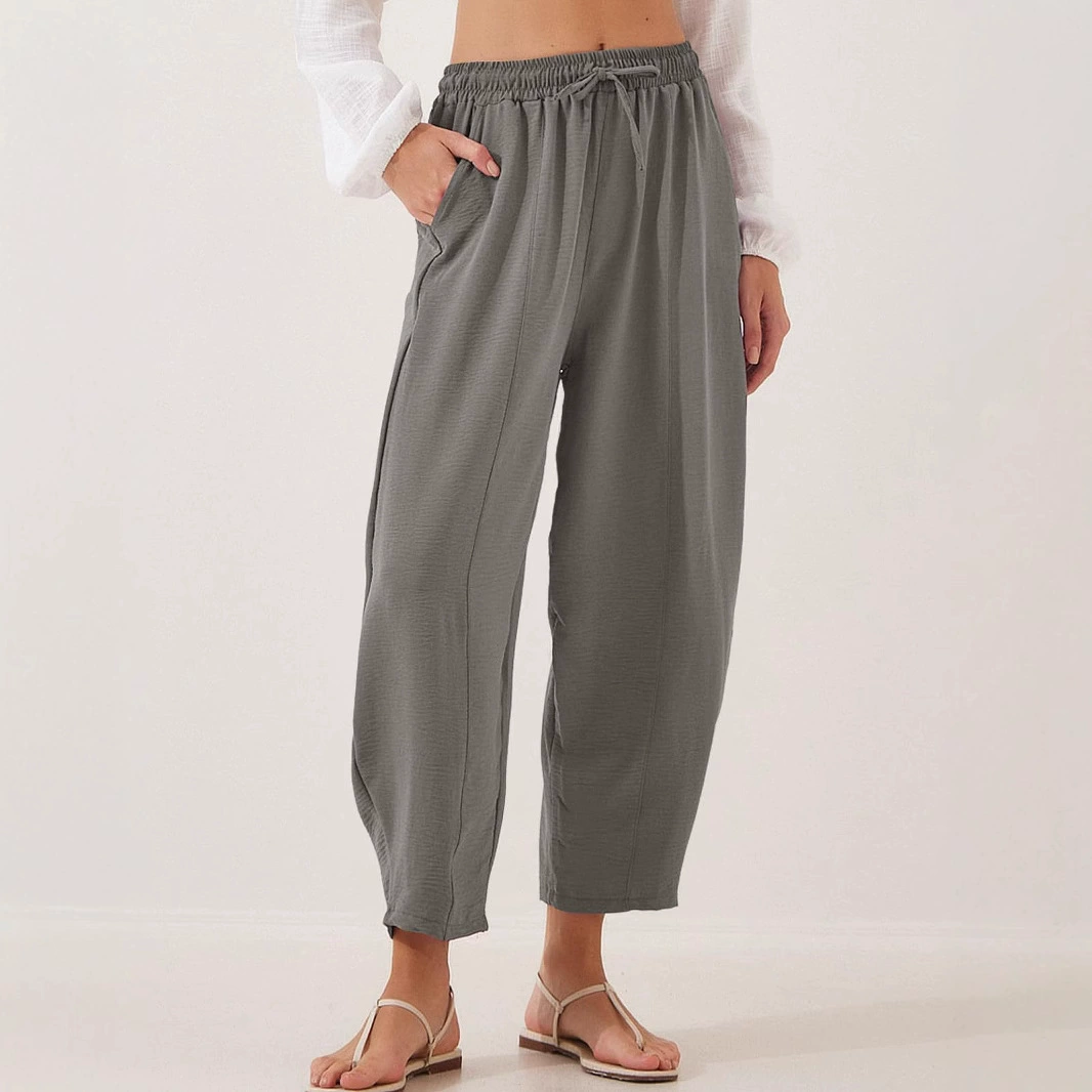 Summer trousers for leisure, European style, (Cross-border trading), Amazon, high waist, loose fit