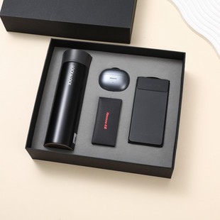 Lock Thermos Cup Bluetooth Headset Power Bank Gift Box Set Business Souvenir Company Practical Souvenir Ready Stock