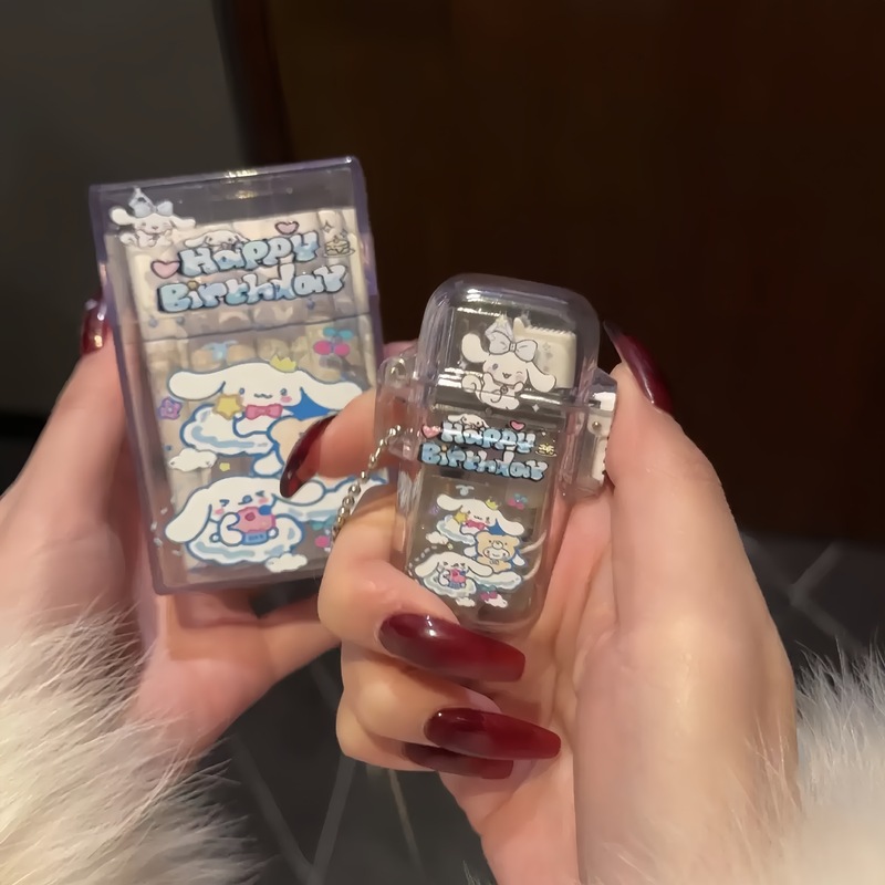 【多平台代发】抖音同款Hellokitty透明卡通烟盒带充气防风打火机|undefined