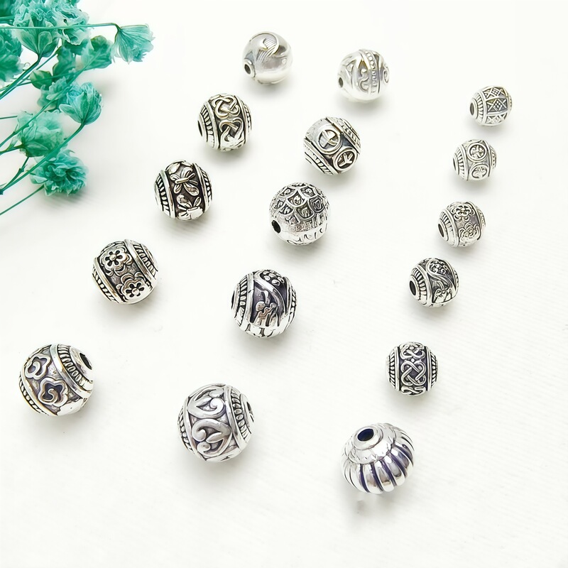 Xizang silver alloy reverse scale lantern beads diy jewelry beaded beads jewelry accessories hand string necklace accessories wholesale
