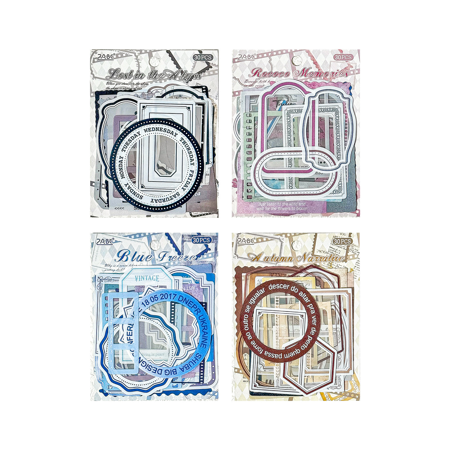 Serie de marcas de tiempo de marco de foto de pet paquete de pegatinas de tema libro de bricolaje material de libro de mano collage foto pegatinas de decoración