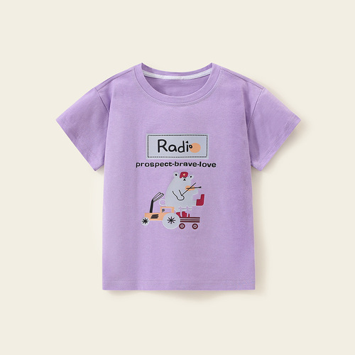 Cross-border children's clothing T-shirt for girls, summer small and medium children cartoon fashionable short-sleeved knit crew neck top for boys