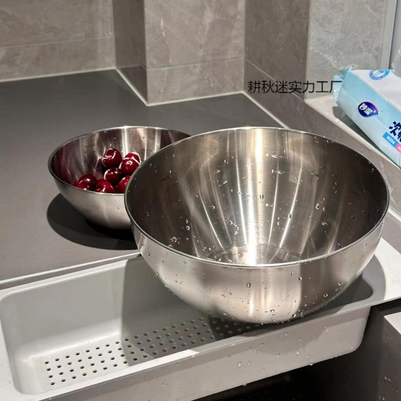 316 ステンレス鋼のサラダボウル家庭用キッチン厚みのある大型調理食品グレードの卵と小麦粉のフルーツベーキング|undefined