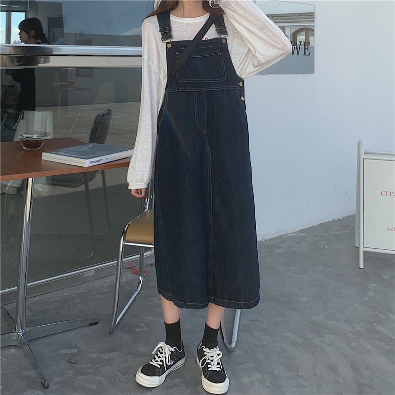 デニムサスペンダースカート レディース 夏新作 ゆったり 韓国風 小柄さん向け きれいめワンピース 着痩せ効果 ロングスカート トレンド ins|undefined