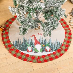 Factory wholesale Christmas faceless elderly linen tree skirt Christmas party decoration supplies diameter 122cm