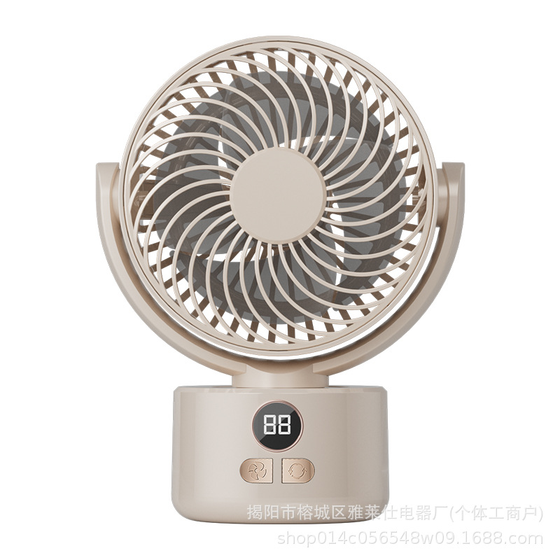 [Amazon Hot Sale] ventilador de escritorio al aire libre circulación de gran viento para el hogar visualización digital ventilador triángulo de doble propósito
