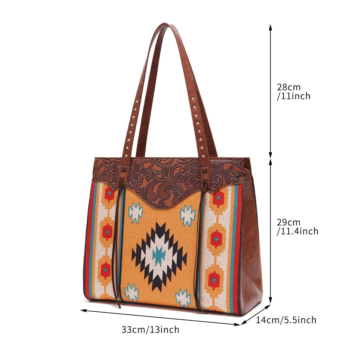 Western-Handtasche mit einer Schulter aus bedruckter Baumwolle und Leinen für Damen im Bohemian-Stil_voghion.com