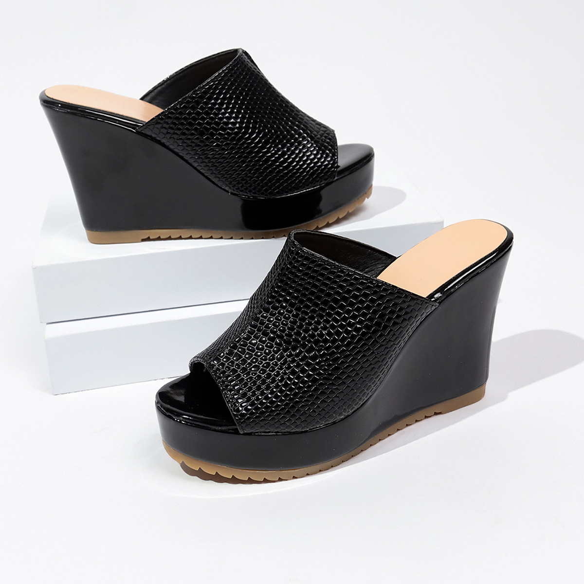 Export Style Peep Toe Wedge Sandals, Summer New Arrival, Plus Size, Thick Sole, Women's Platform Sandals_vogvips.com