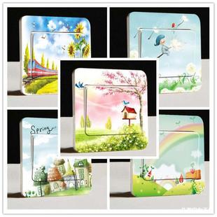Dust-Proof Switch Cover Decorative Sticker Cartoon Wall Sticker Sticker Decorative Switch Button Sticker Socket Sticker Pastoral Anti-Reality