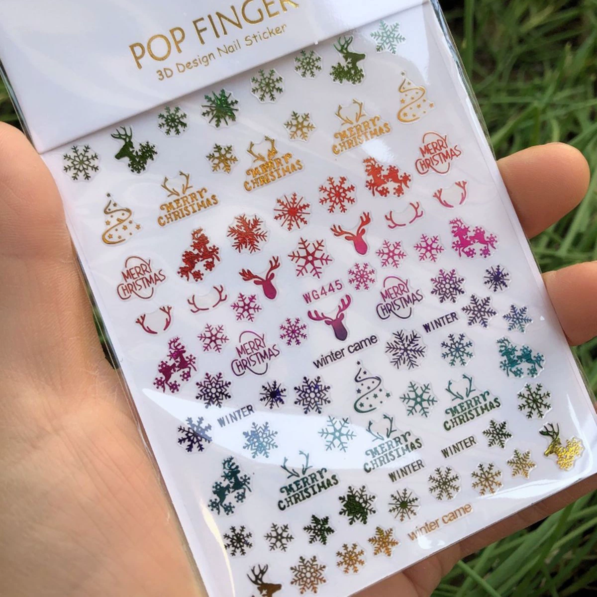Снежинка маникюрная наклейка трансграничная электрическая торговля маникюра ремень клей зимняя снежинка маникюрная наклейка WG444-445