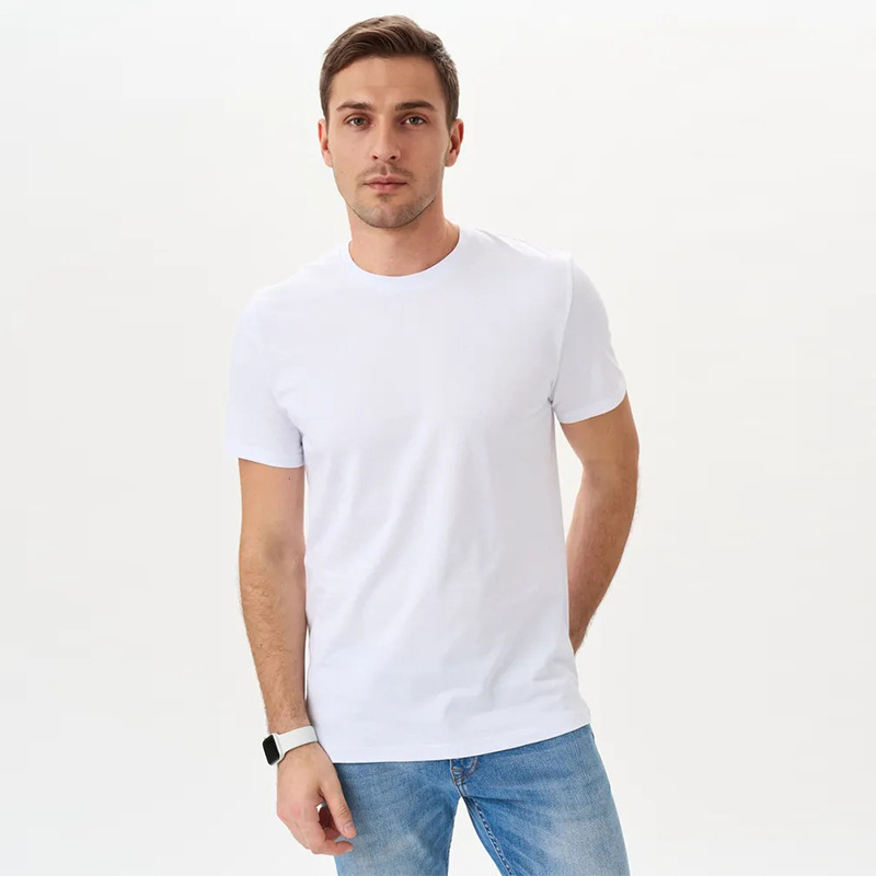 Camiseta de algodón de manga corta para hombres transpirable de color sólido cuello redondo soporte de logotipo personalizado camiseta publicitaria camiseta camiseta