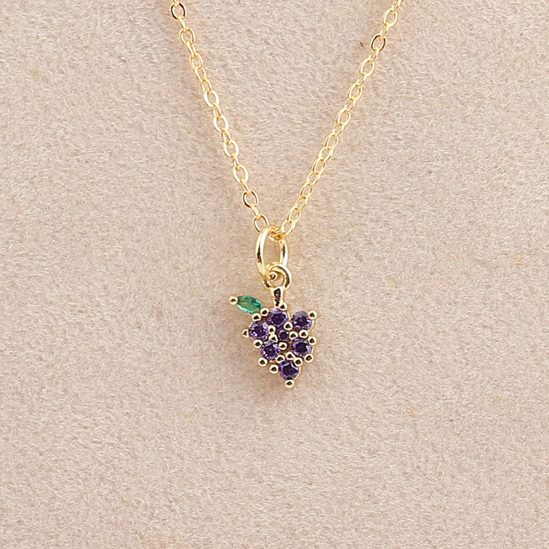 Cute Animal Fruit Copper Necklace Inlay Zircon Copper Necklaces