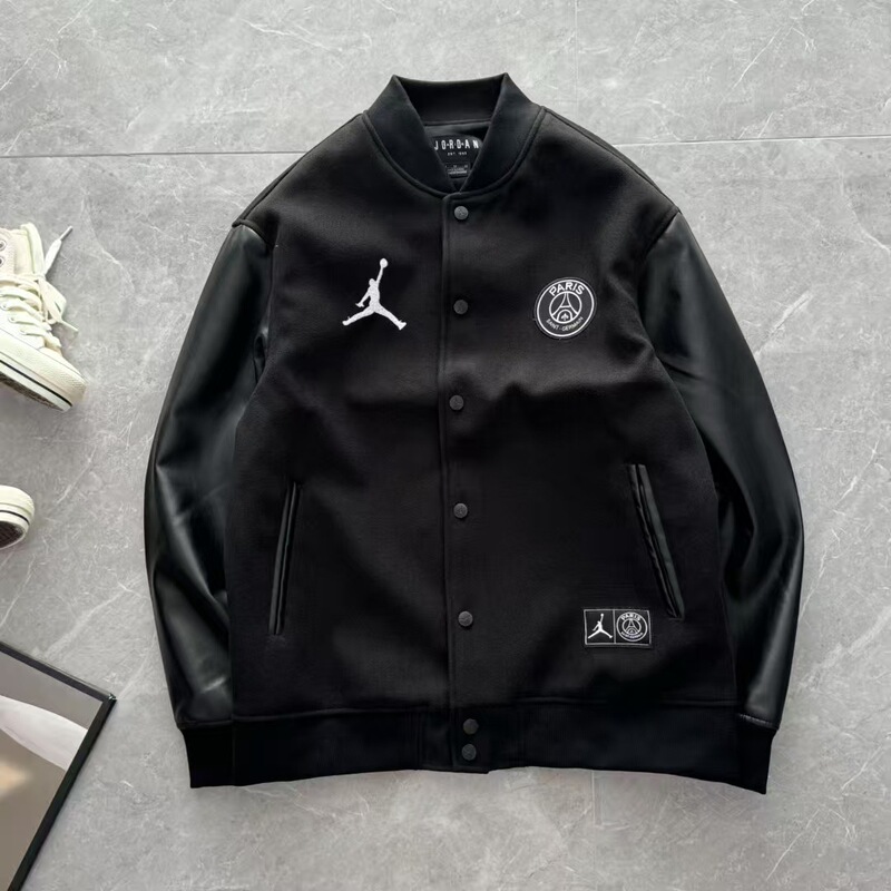 26 New Edition Jordan Aj Overseas Hot-Selling Collaboration Men's Jacket Cross-Border Jumpman Embroidered Badge Baseball Collar Jacket